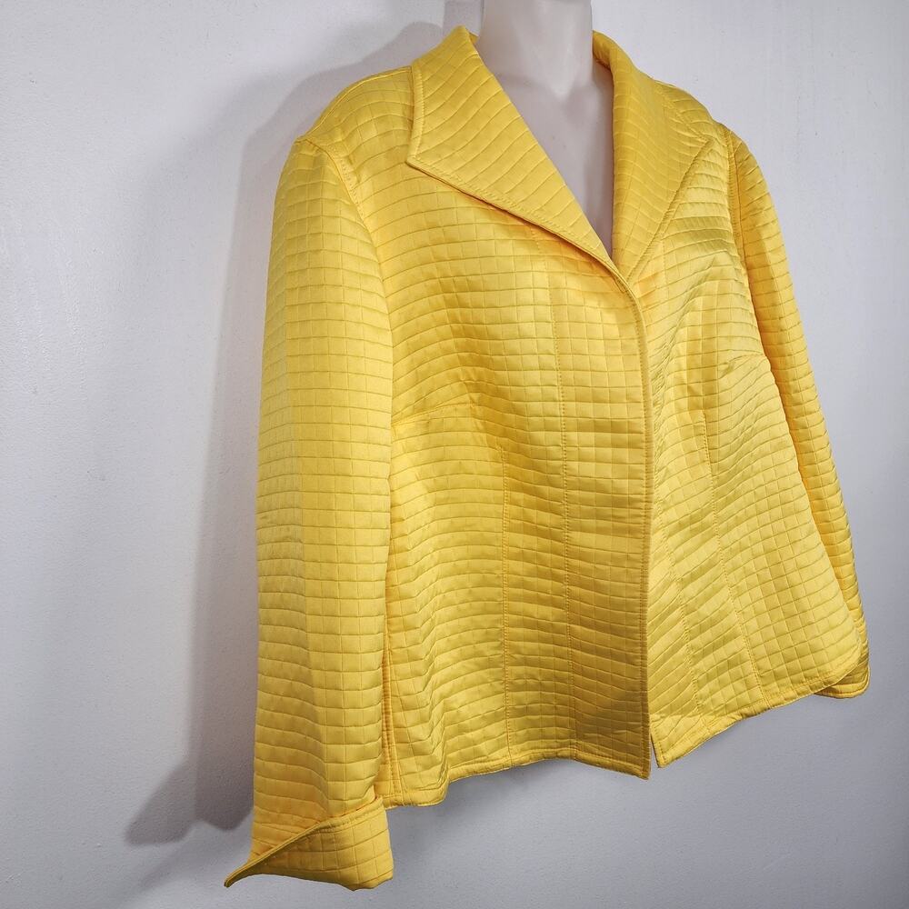 Harve Benard Womens Quilted Blazer 18W Yellow Cuffed Open Front Business Office - Picture 6 of 8